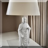 DL01. White porcelain figural lamp. 36”h 